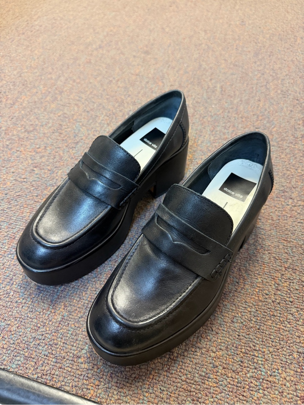 Dolce Vita Women’s Black Leather Platform Loafers